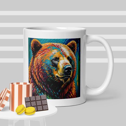 Bear White glossy mug